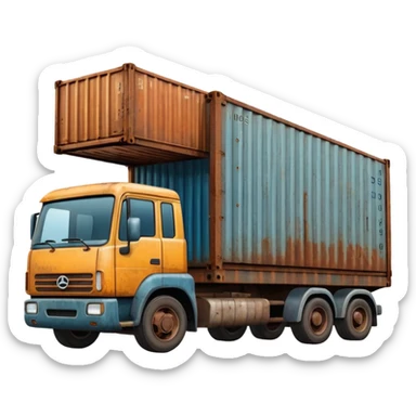 truck holding container sticker
