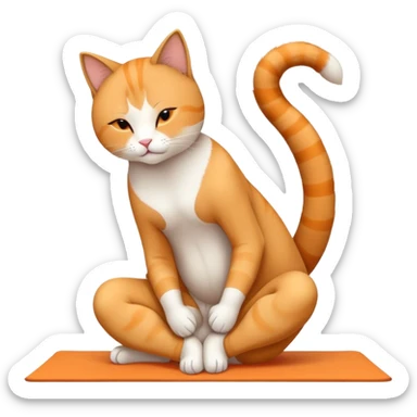 cat doing yoga camel pose with arched back sticker