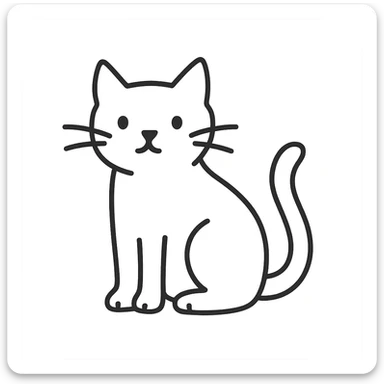 hand-drawn outlined icon of a cat, black outlines, no fill, no color sticker