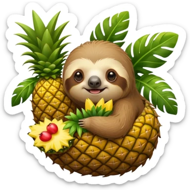 Sloth holding a pineapple sticker