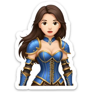 long hair brunette woman with corset armour sticker
