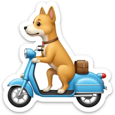 Dog rides Old moped  sticker