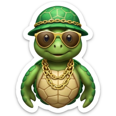 Turtle rapper with chains  sticker