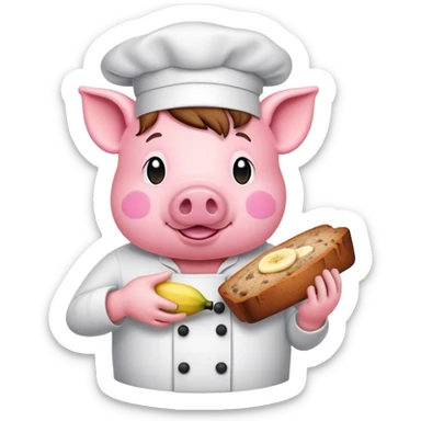 pig baking banana bread  sticker