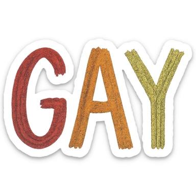 the word GAY in a chalkboard style with rainbow chalk sticker