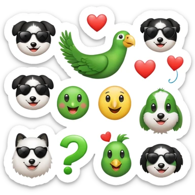 привет! ты можешь сделать набор эмодзи для телеграма? Я - психолог. Мне нужен алфавит (кириллица) и цифры. Базовые цвета - белый, салатовый, розовый, голубой. Буквы - округлые, рукописные. Цифры - рукописные, обведенные в кружочек (как будто ручкой). И еще мне нужны: 1) эмодзи с попугаем (у меня пиррура) и 2) эмодзи с собакой (у меня бордер-колли). и еще - 😃🥹😍🥰🤩😎🥺😳😡😱🫂🤗🔥➡️⬅️⬆️⬇️👍🏻🫶🏻👎🏻💪🏻👈🏻👉🏻🐶🦜🎧🌅🏞🏙🌇☎️📹⏰💡💸💊🎉💌🩷❤️💙💚💛📖📚✏️❤️‍🩹☑️🔘📎〰️ sticker