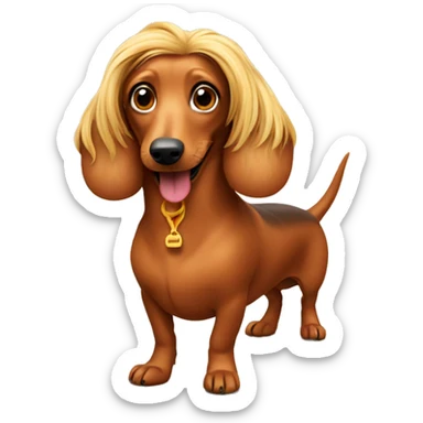 Long haired dachshund in hot dog costume  sticker