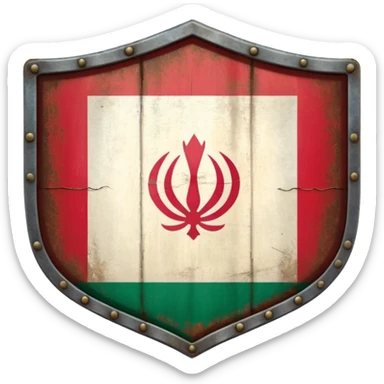 rectangular shield with old the flag of Iran sticker