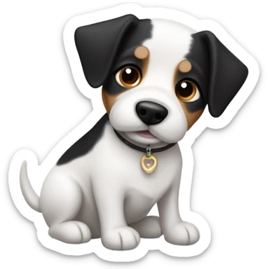 Black and white small dog with small floppy ears and jack Russel features  sticker