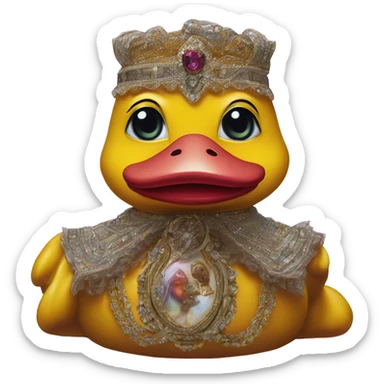 Warcraft Rubberduck in Dior Gucci Hermes, oil paint, mysterious eyes, intricate lips, masterpiece portrait , odd perspective, beautiful, desirable, logical sticker