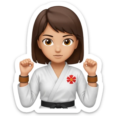 Karate Brunette girl whit brown or black belt sticker