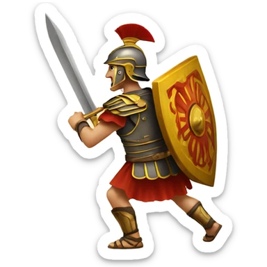Ancient Roman soldier fighting rectangular shield with red and yellow  sticker