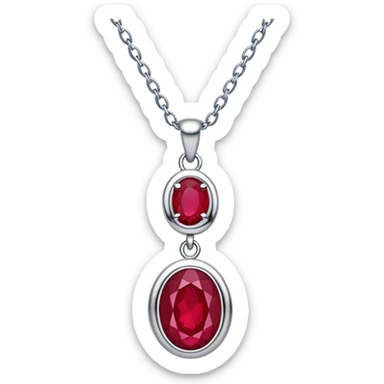 silver chain with a ruby pendant, undulating like moonlit water sticker