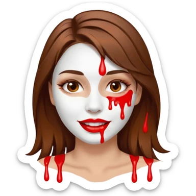 Brown Hair Woman , white paint , drip, face, hot  Sexy, lips sticker