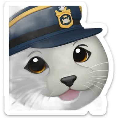black seal with captain's boat cap wink of an eye sticker