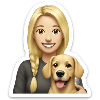 smiling woman blonde hairwith dog portrait sticker