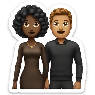Femme cheveux noir se marie avec un homme avec cheveux marron sticker