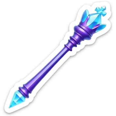Create a small, visually appealing icon of a magic wand (chess wand style) to represent creativity and artistic design. Use a clean, modern look with glowing accents in purple and blue shades.
 sticker
