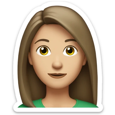 pretty middle age woman with green eyes and shoulder length straight brown hair casual sticker