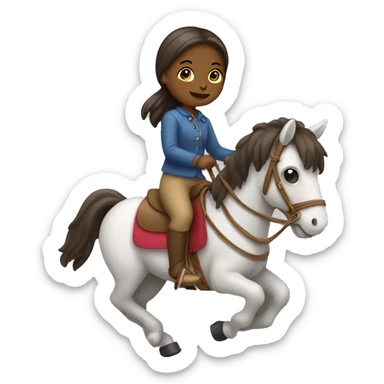 Girl riding a hobby horse sticker