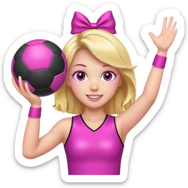 football cheerleader, holding a cheering ball, pink and twinkle sticker