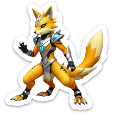 Modern futuristic Lombax-Zeraora-Renamon-fusion (full body) sticker