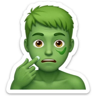 Guy all green tries not to vomit sticker