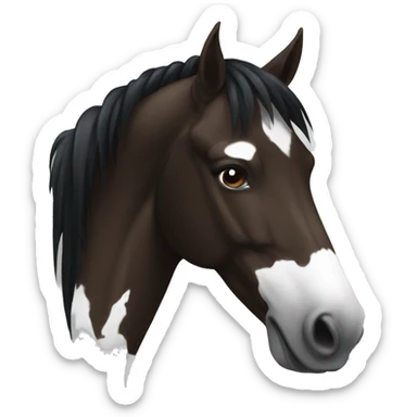 dark brown horse with white face and black mane  sticker