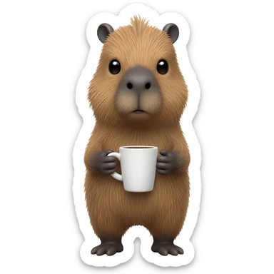 capybara holding coffee cup sticker