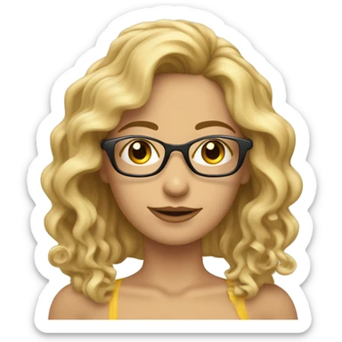 Mujer pelo largo rizado mechas rubia gafas metalicas sticker