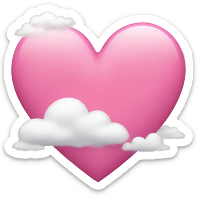 pink heart + cloud sticker