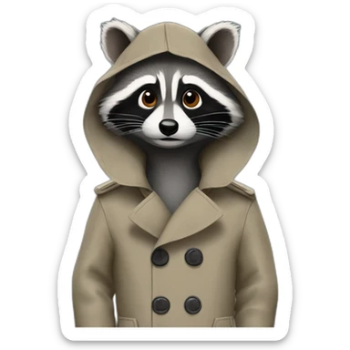 Three raccoons in a trench coat sticker