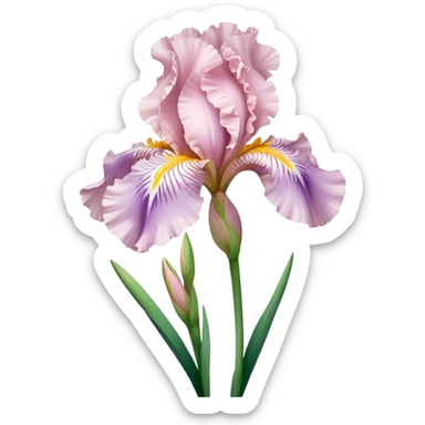 single Soft Pink Iris, straight stem sticker
