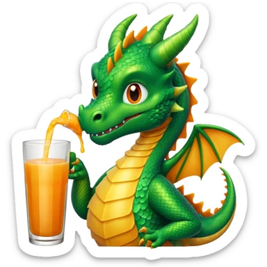 Dragon sipping a juice drink sticker