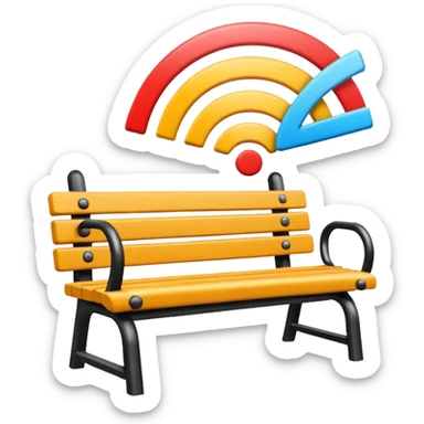 park bench and strong Wi-Fi signal above, vibrant look sticker