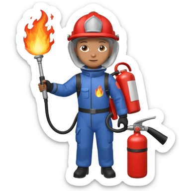 hand holding Fire extinguisher
 and puts out fire sticker
