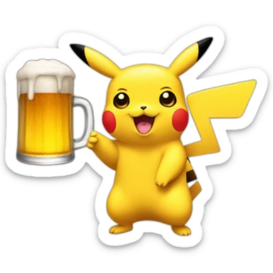 pikachu with beer sticker