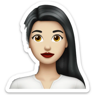 Long black haired white girl with red lips  sticker