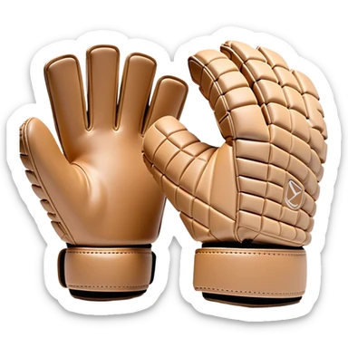 Cinematic Realistic image of goalie gloves showcasing detailed fabric textures and intricate grip patterns, rendered against a blurred goal backdrop with focused, high-contrast lighting that accentuates their essential design sticker