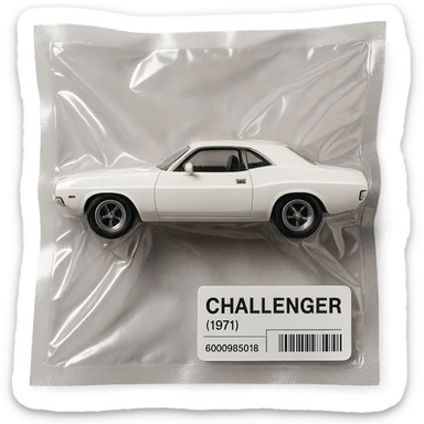 white 1971 Dodge Challenger, glossy, inspired by 'Death Proof' film sticker
