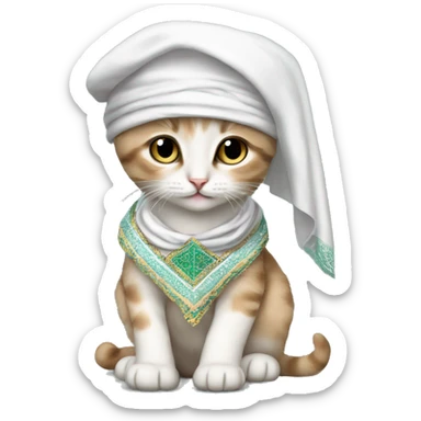kitten CHATON morad wearing a Morocco DJELLAbah and cap sticker