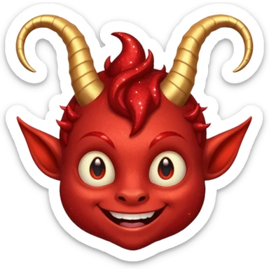 red glitter smilling imp sticker