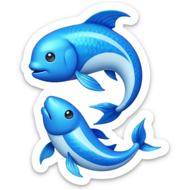 The zodiac symbol Pisces 00d9ff color 3d  sticker