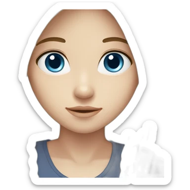 Brunette girl with long hair, white skin, Europe race,blue eyes sticker