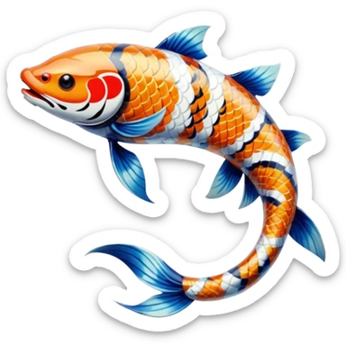 Exotic Tropical Floral Swirl-Patterned Tribal Pretty Asian ornate painted Japanese aesthetic beautiful shiny pretty glossy smooth elegant Koi-Fish-Kitsune-Yokai-animal-creature with tiger stripes on it sticker