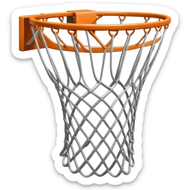 Cinematic Realistic image of a basketball hoop with a detailed metal rim and intricately woven net, captured in dynamic lighting that evokes the charged atmosphere of a competitive court sticker