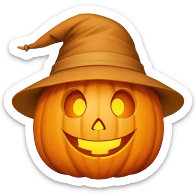 fall ecstatic emoticon artsy slightly creepy pumpkin hat sticker