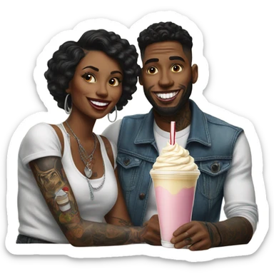 Photo model tattooed couple drinking milkshakes sticker