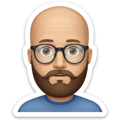 Homme chauve barbe et lunettes  sticker