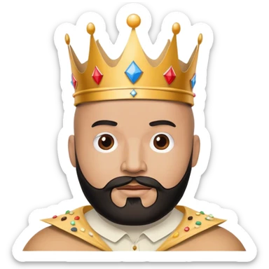 bald guy with black beard and a burger king paper crown sticker